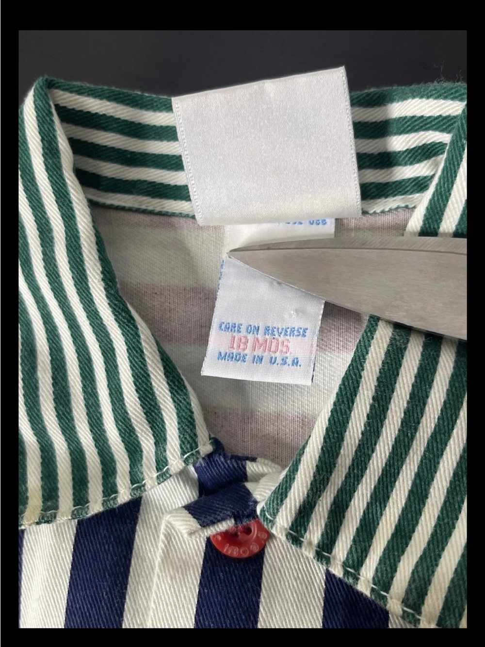 Vtg OshKosh Baby B'Gosh Romper Colorblock Multi-Stripe 18 Months USA Cotton